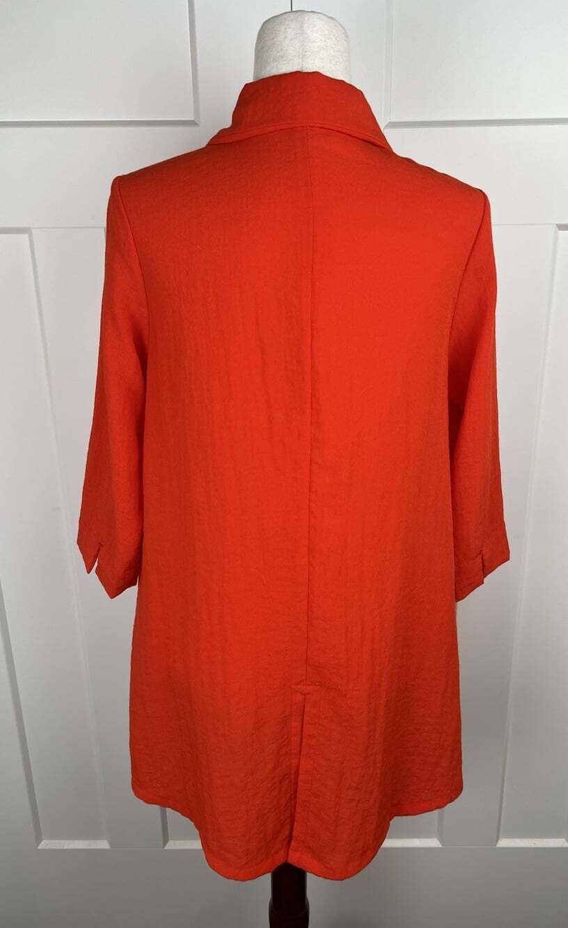 Fridaze 100% Linen Tunic XS S Orange Lagenlook Horn Buttons Hi Low Top - Picture 7 of 12